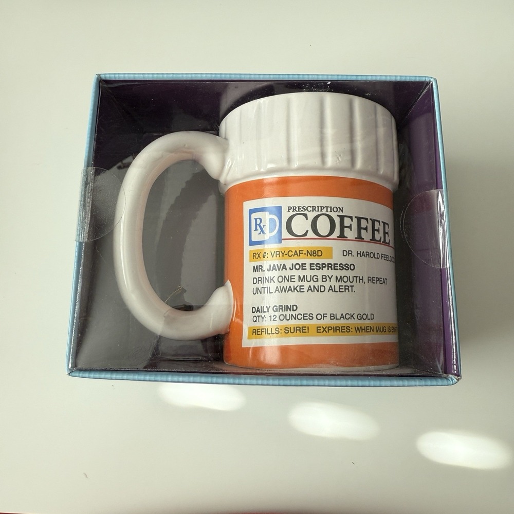 Prescription Ceramic Coffee Mug, Funny Novelty and Gag Gifts 12oz